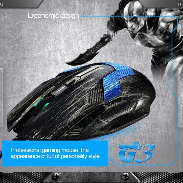 G3 800 / 1200 / 1600 / 2000 DPI High Speed Wired USB 6D Gaming Optical Mouse with LED Backlight (Retro Copper)