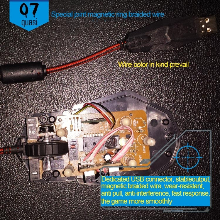 G6 800 / 1200 / 1600 / 2000 DPI High Speed Wired USB 6D Gaming Optical Mouse with 7 Color Cool Breath Light(Black)