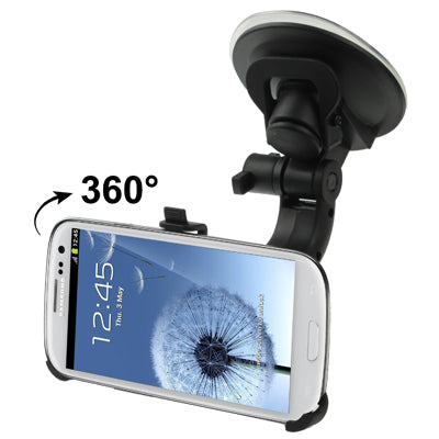 Suction Cup Car Holder for Galaxy S III / i9300, Support 360 Degree Rotation(Black)