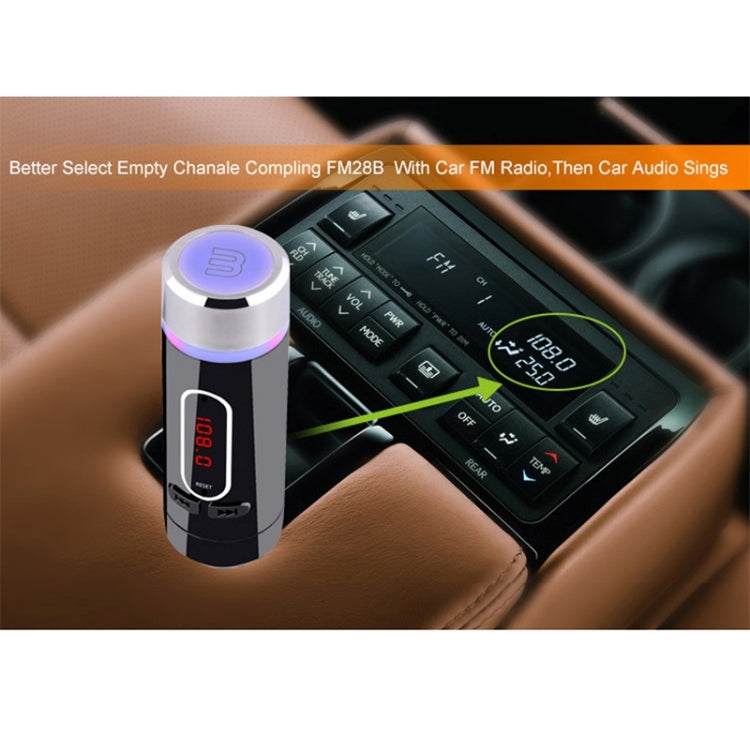 FM28B Detachable Bluetooth Car FM Transmitter with Remote Control, Support TF Card Music Play / BT Hands-free Answer Phone
