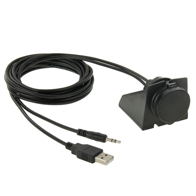 USB 2.0 & 3.5mm Male to Female Extension Cable with Car Flush Mount, Length: 2m