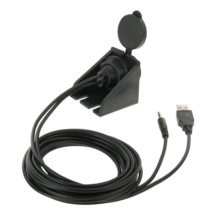 USB 2.0 & 3.5mm Male to Female Extension Cable with Car Flush Mount, Length: 2m