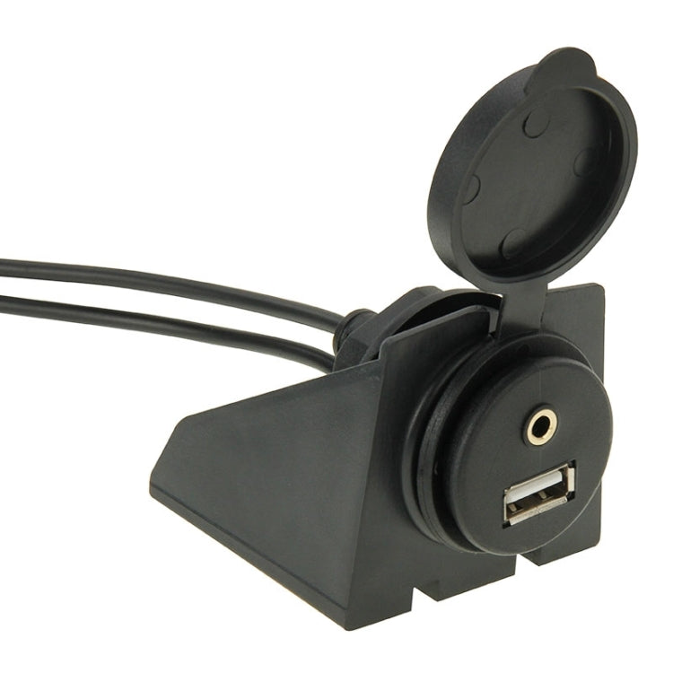 USB 2.0 & 3.5mm Male to Female Extension Cable with Car Flush Mount, Length: 2m