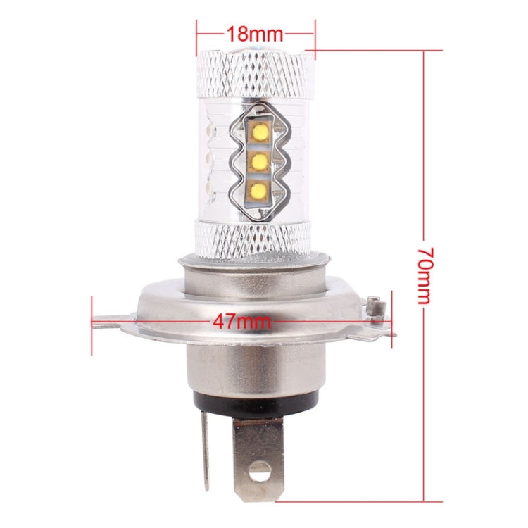 H4 80W 800LM 6500K White Light 16-3535-LEDs Car Foglight , Constant Current , DC12-24V(White Light)