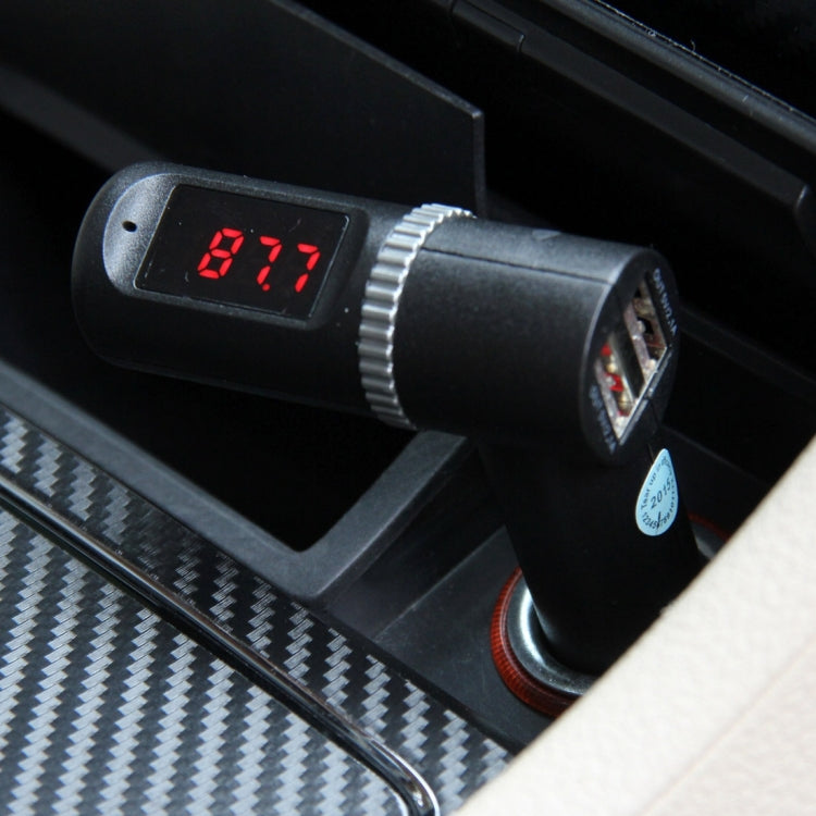 Bluetooth Hands-free Kit with 2 USB Port Car Charger, Support Music Play & Hands-free Answer Phone & FM Function
