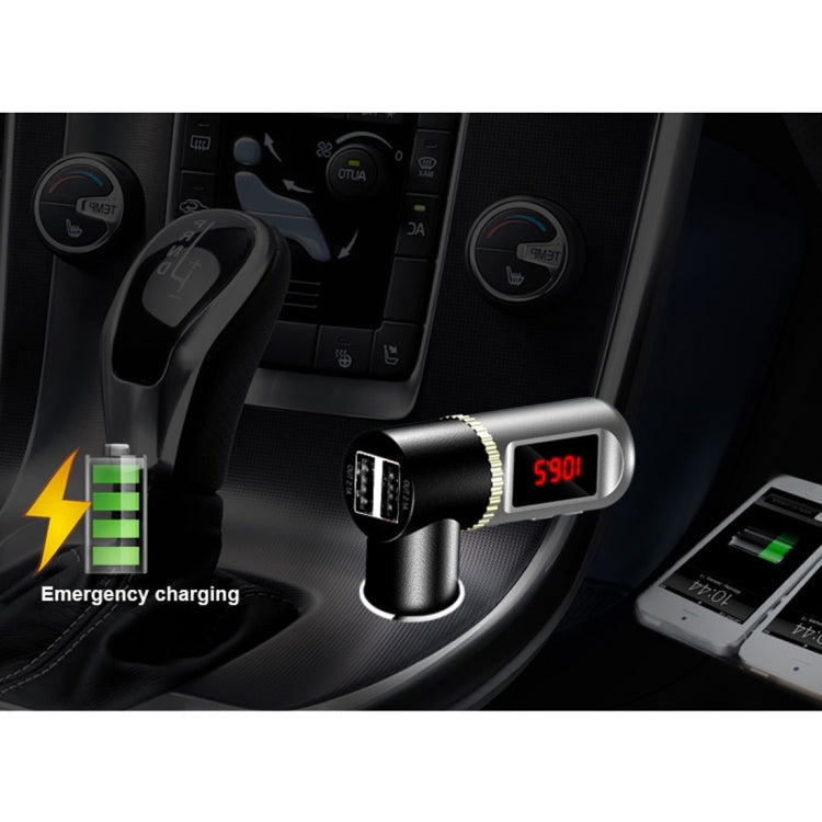 Bluetooth Hands-free Kit with 2 USB Port Car Charger, Support Music Play & Hands-free Answer Phone & FM Function