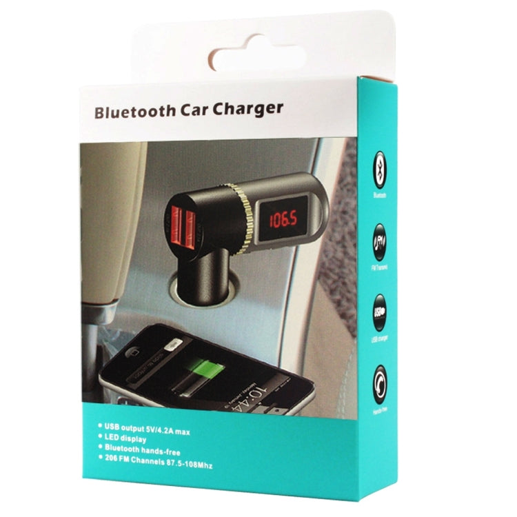 Bluetooth Hands-free Kit with 2 USB Port Car Charger, Support Music Play & Hands-free Answer Phone & FM Function