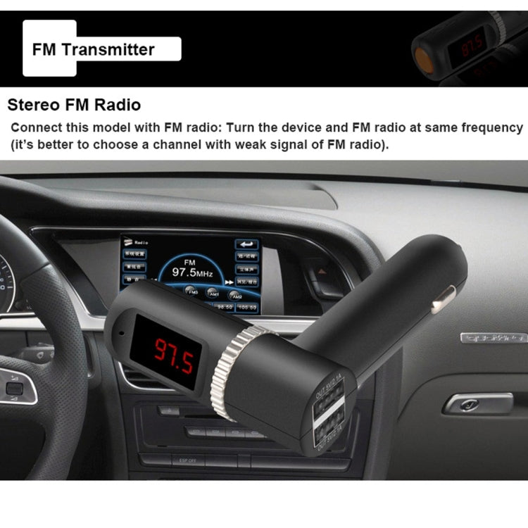 Bluetooth Hands-free Kit with 2 USB Port Car Charger, Support Music Play & Hands-free Answer Phone & FM Function