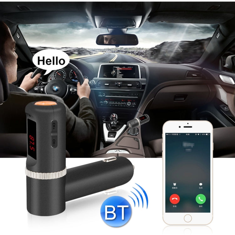 Bluetooth Hands-free Kit with 2 USB Port Car Charger, Support Music Play & Hands-free Answer Phone & FM Function