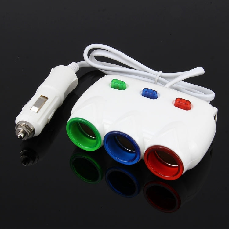ELENO Y-071 120W / 5V / 3.1A 1 to 3 Car Cigarette Socket with 2 USB Ports for Charging, Cable Length: 80cm