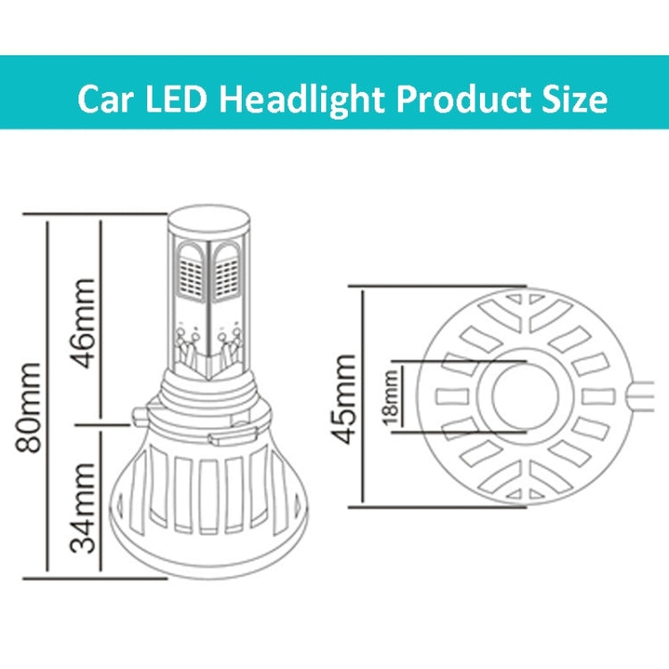 2 PCS 9006-5HL-40W 4000lm / 6000K Car LED Headlight, White Light, DC 9-36V