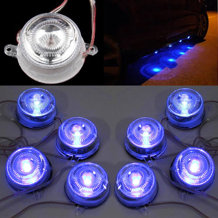 8 LED Undercar Auto Decorative Lamps with Blue Light, Designed for waterproof