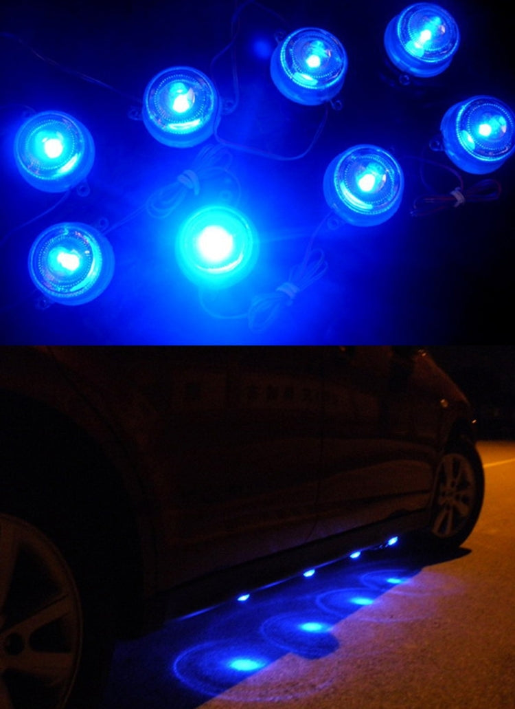 8 LED Undercar Auto Decorative Lamps with Blue Light, Designed for waterproof