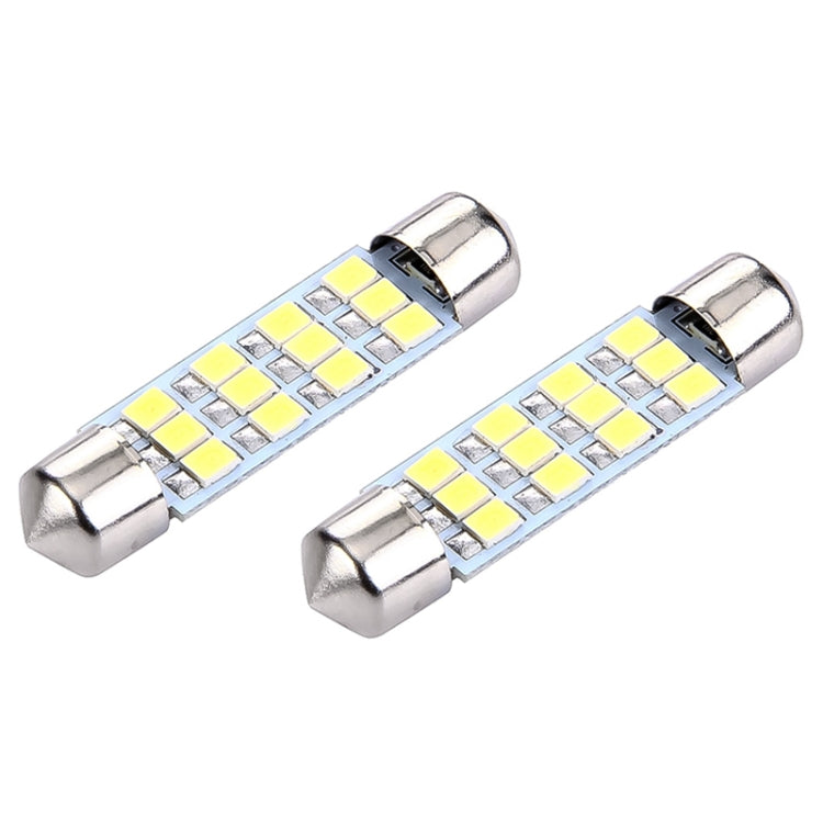 1 Pair 41mm Super White 12 LED 3258 SMD Car Reading Light Bulb