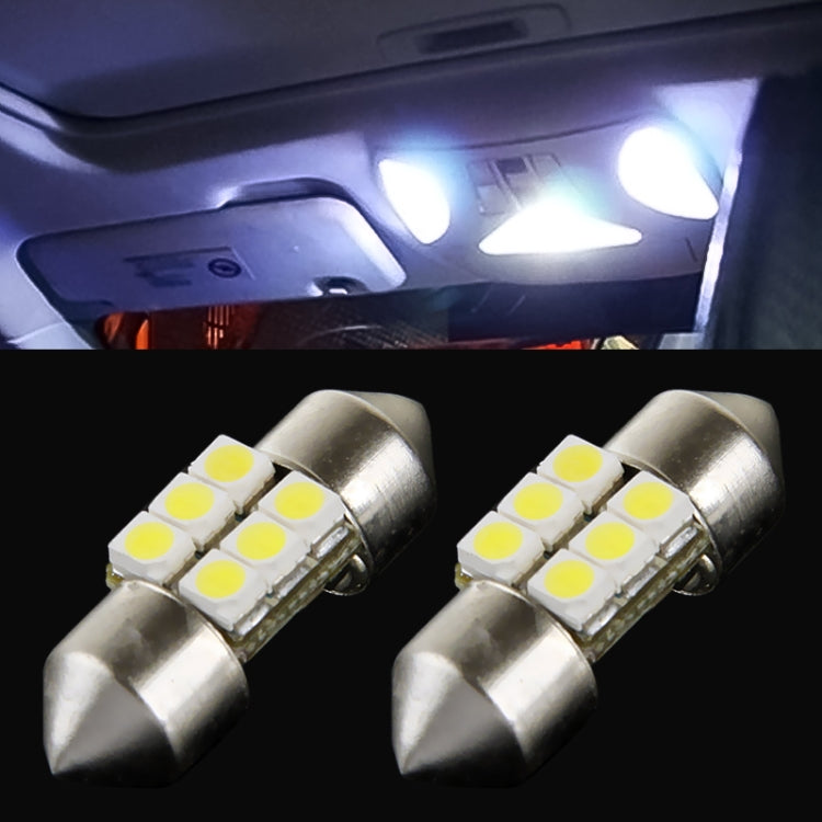 2 PCS 27mm 6 LED 5050 SMD Car Reading Light Bulb