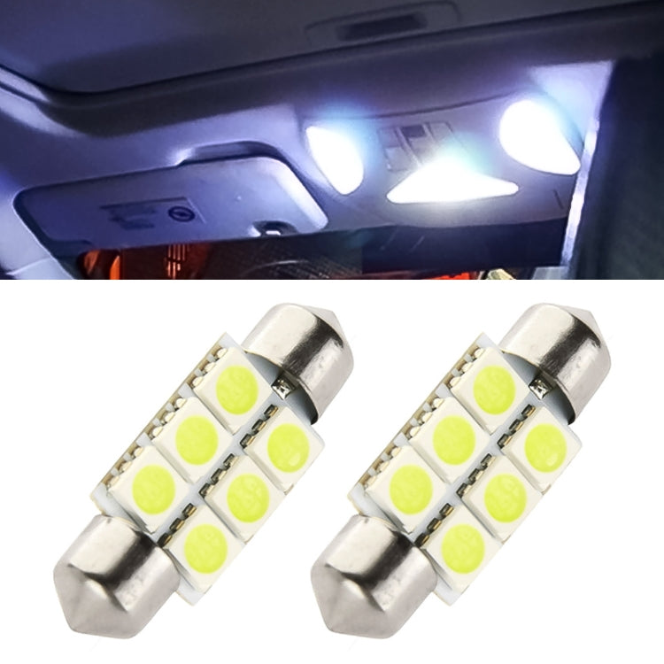 1 Pair 36mm White 6 LED 5050 SMD Car Bulb Reading Light