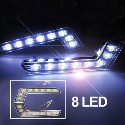 Universal White 8 LED Daytime Running Light for Car