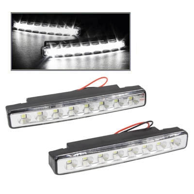 Universal White 8 LED Daytime Running Light for Car(Black)