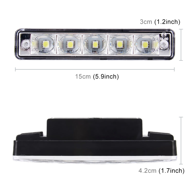 2 PCS 5 LED White Light Daytime Running Light Lamp for Car(Black)