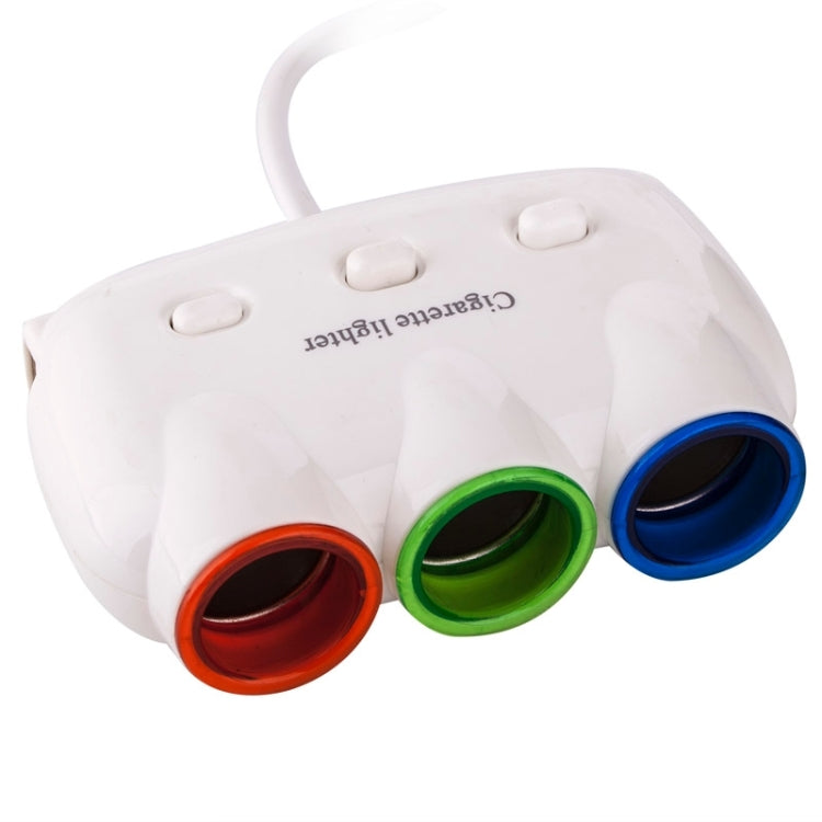 X1 Super Power 1 to 3 Car Cigarette Socket with 1A USB Port for Charging, Length: 80.5mm(White)