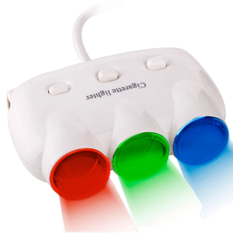 X1 Super Power 1 to 3 Car Cigarette Socket with 1A USB Port for Charging, Length: 80.5mm(White)