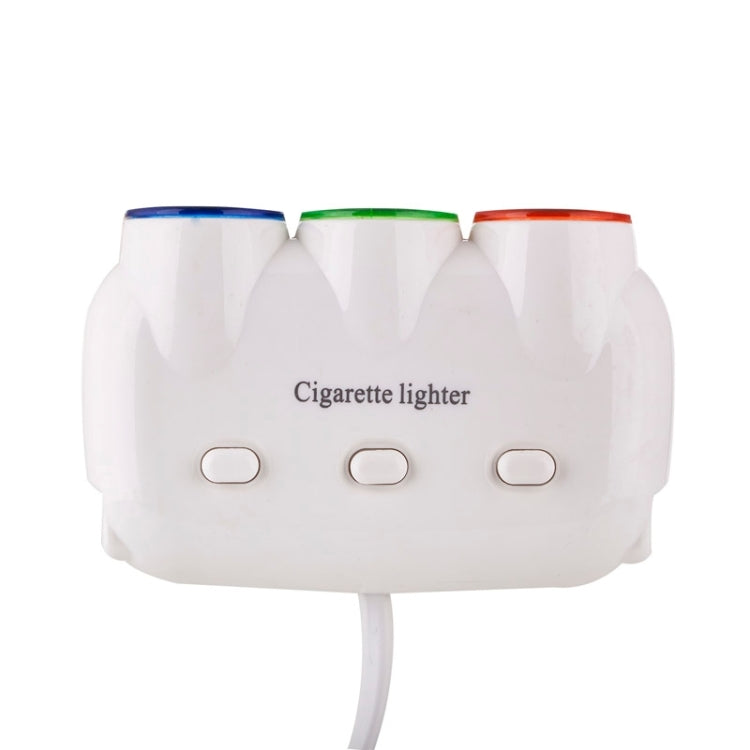 X1 Super Power 1 to 3 Car Cigarette Socket with 1A USB Port for Charging, Length: 80.5mm(White)