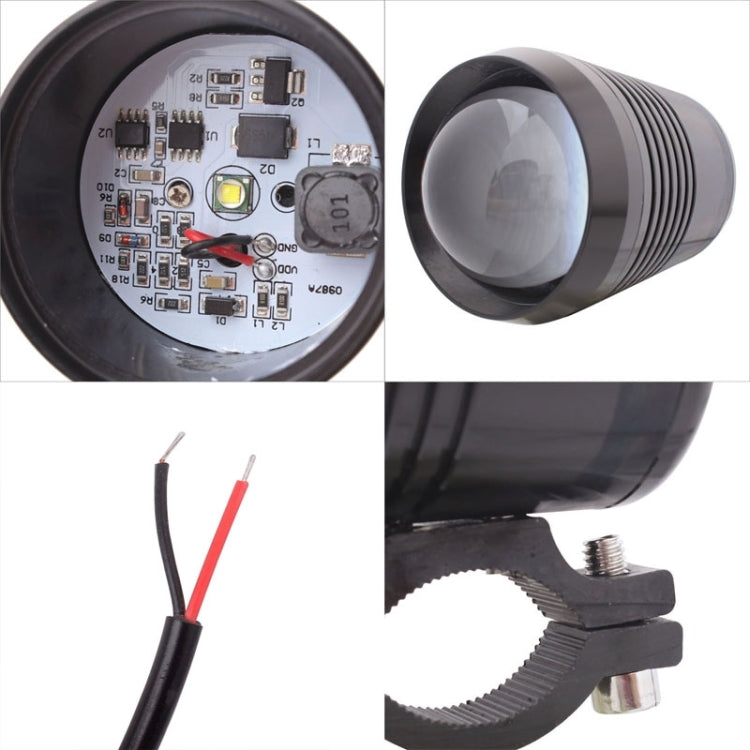 10W 900LM White Light 6500K 1-LED 3-Mode Wired Motorcycle Headlamp, Wire Length:40cm, DC 12V-24V