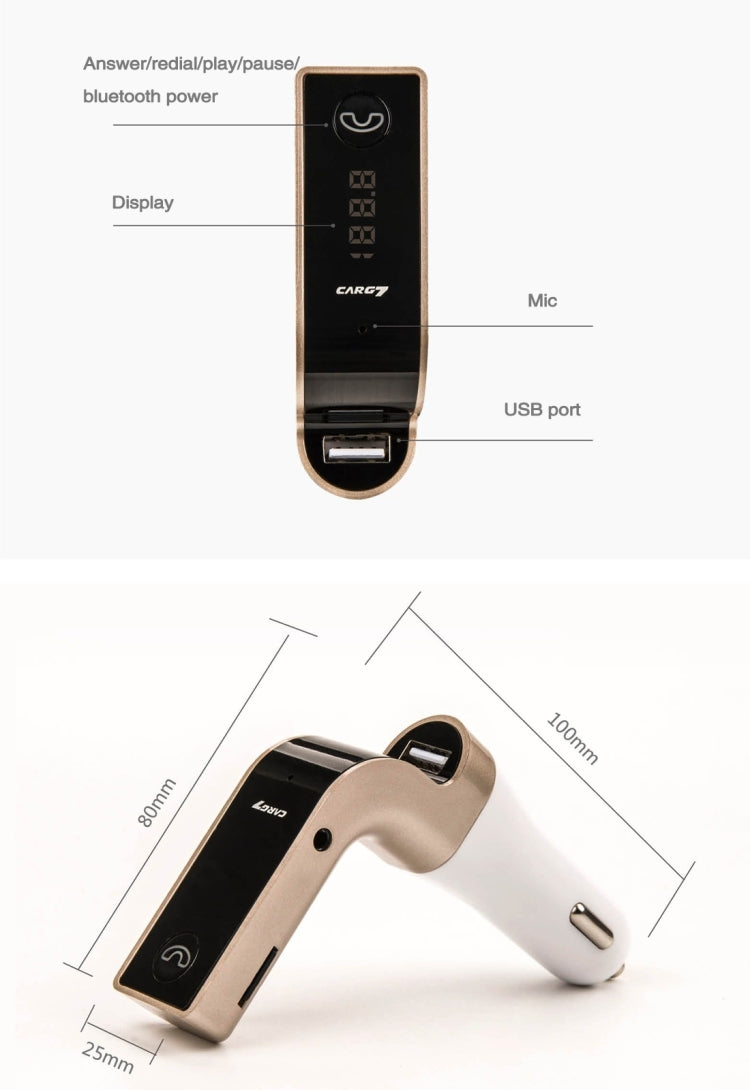 Multifunctional Bluetooth Car Charger with Car Full Frequency FM Transmitter / Stereo MP3 Player for iPhone 6s & 6s Plus, Galaxy Note 5 & S6 Edge+, and Most Bluetooth Mobile Devices