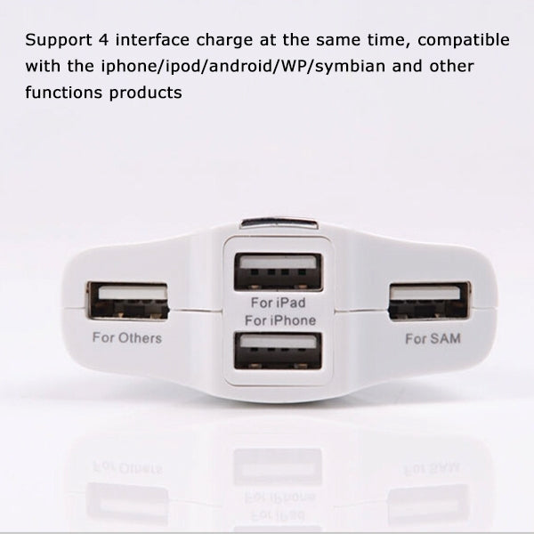 BiLiTong 5V (2.1A + 1A + 2.1A + 2.1A) 4-Ports USB Universal Car Charger for iPhone 6s & 6s Plus, iPhone 6 & 6 Plus, iPad Air 2 & Air, Galaxy S6 / S6 edge / S6 edge+ / Note 5 Edge, HTC, Sony(White)
