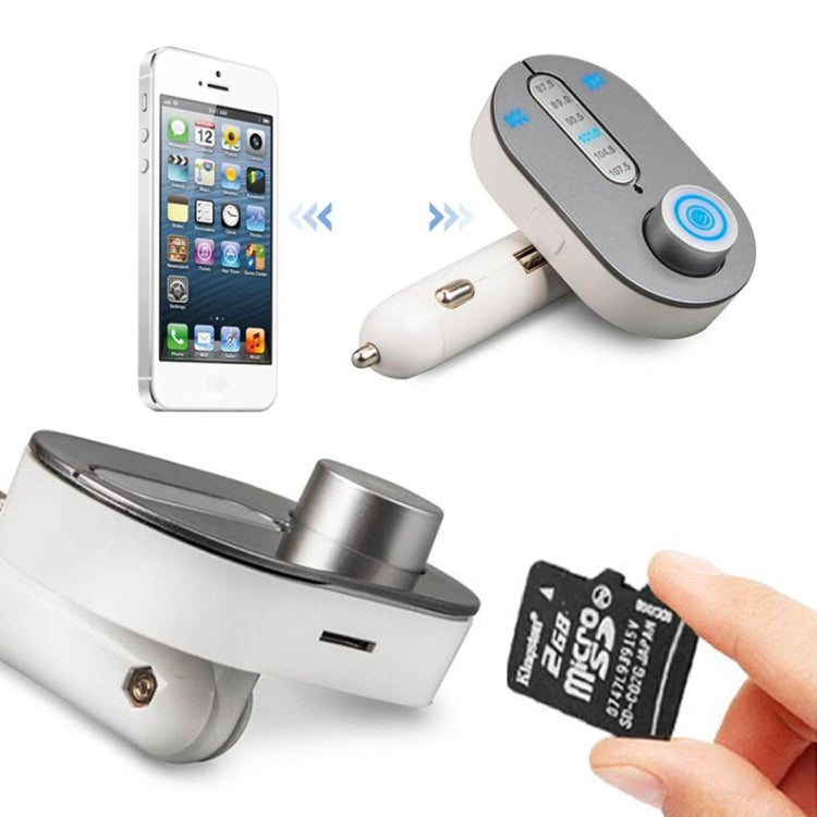 T9 180 Degrees Rotatable Car Bluetooth FM Transmitter, Support TF Card Music Play / Hands-free Answer Phone / Smart Phones Charging, for iPhone 6s & 6s Plus, iPhone 6 & 6 Plus, Galaxy S6 / S6 edge / S6 edge+ / Note 5 Edge