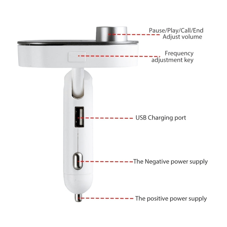 T9 180 Degrees Rotatable Car Bluetooth FM Transmitter, Support TF Card Music Play / Hands-free Answer Phone / Smart Phones Charging, for iPhone 6s & 6s Plus, iPhone 6 & 6 Plus, Galaxy S6 / S6 edge / S6 edge+ / Note 5 Edge