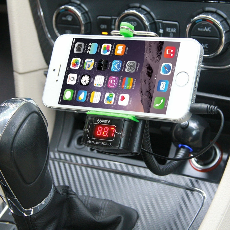 Universal 360 Degrees Rotatable Car Phone Holder with FM Transmitter & Smart Phones USB Charging Function for iPhone 6s & 6s Plus, iPhone 6 & 6 Plus, iPhone 4 & 4S, Galaxy S6 / S6 edge / S6 edge+ / Note 5 Edge, HTC, Sony(Black)