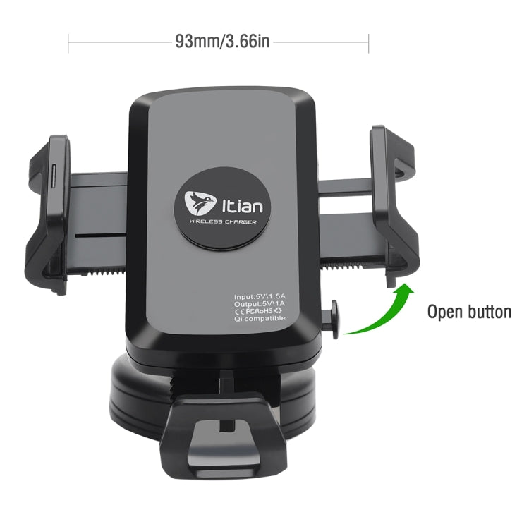 Itian C1+ 360 Degree Rotatable Universal Car Cup & Air Vent Mount Holder Stand with Qi Standard Wireless Charger , For iPhone, Galaxy, Huawei, Xiaomi, Lenovo, Sony, LG, HTC and Other Smartphones(Black)
