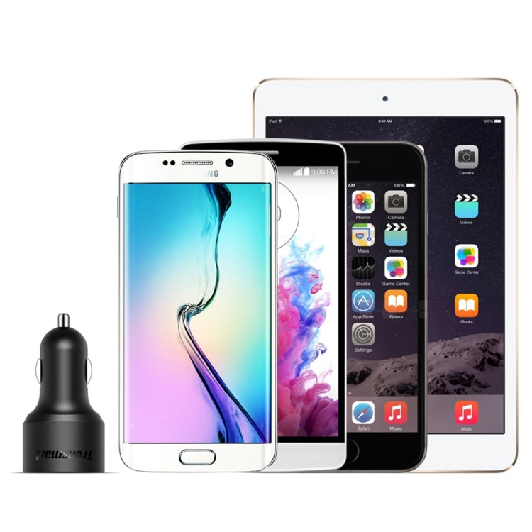 Tronsmart Qualcomm Quick Charge 3.0 USB Port + Dual 2.4A USB Port Car Charger for Samsung, Motorola, HTC, Google, LG, Huawei, Nokia, Xiaomi, OnePlus(Black)