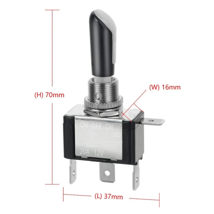 Three-pole ON-OFF-ON Toggle Switch with Blue Light, DC 12V 20A(Black)