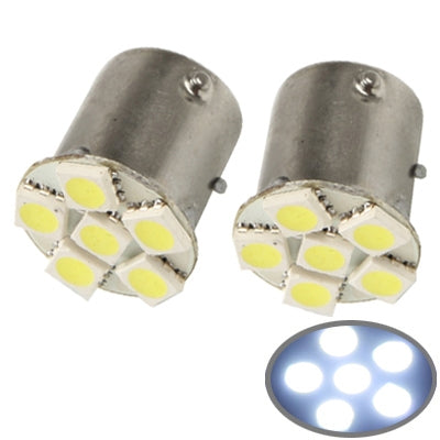 1156 White 6 LED 5050 SMD Car Signal Light Bulb (Pair)