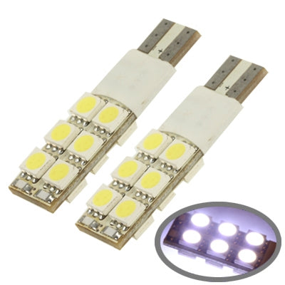 T10 White 12 LED 5050 SMD Car Signal Light Bulb (Pair)