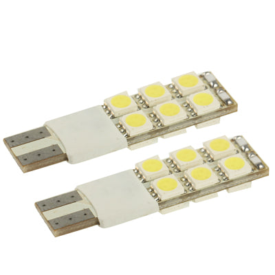T10 White 12 LED 5050 SMD Car Signal Light Bulb (Pair)