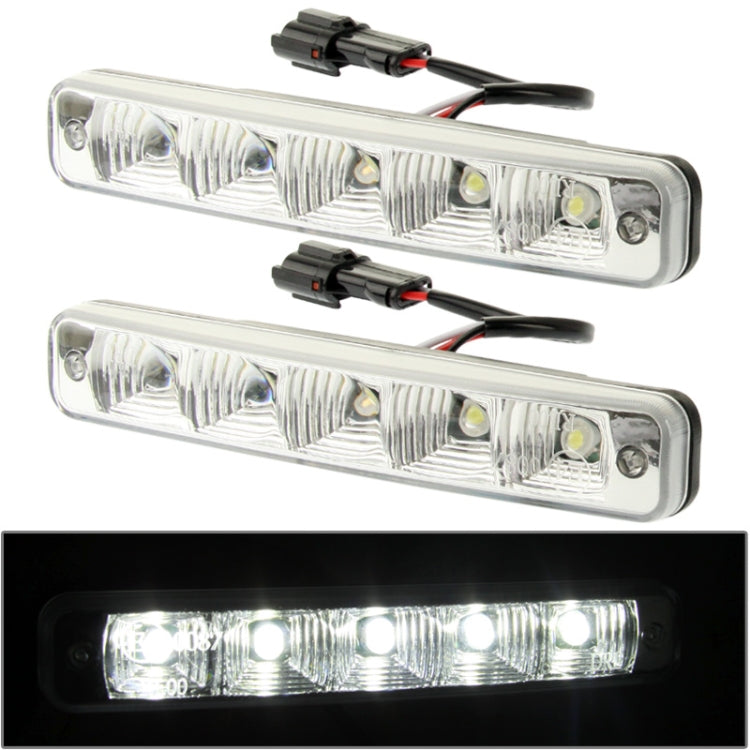 High Power Car White 2 x 5 LED Daytime Running Light