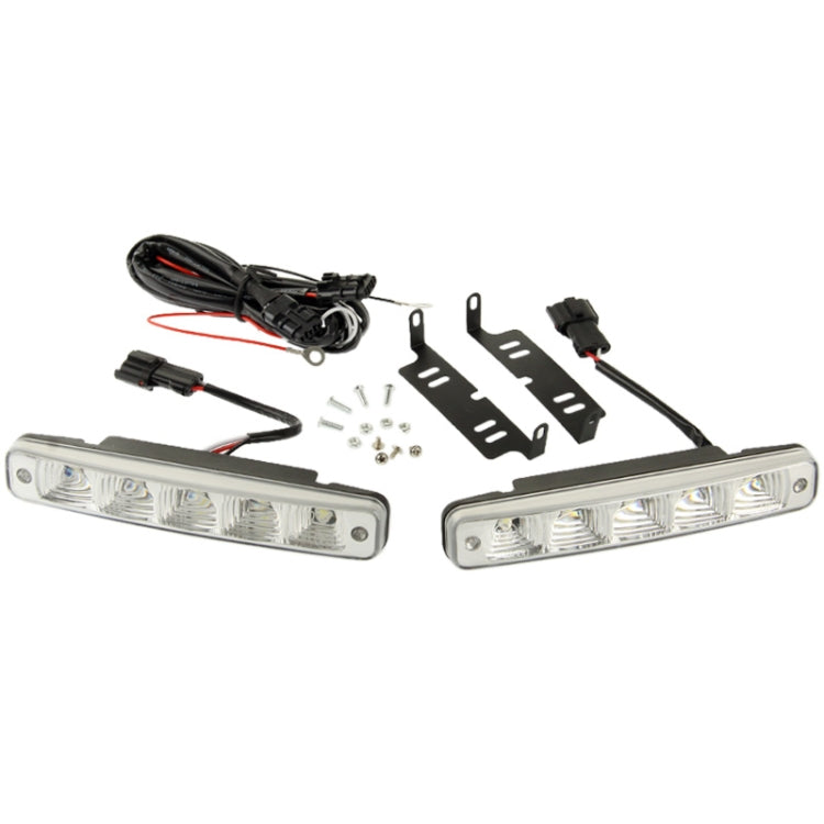 High Power Car White 2 x 5 LED Daytime Running Light