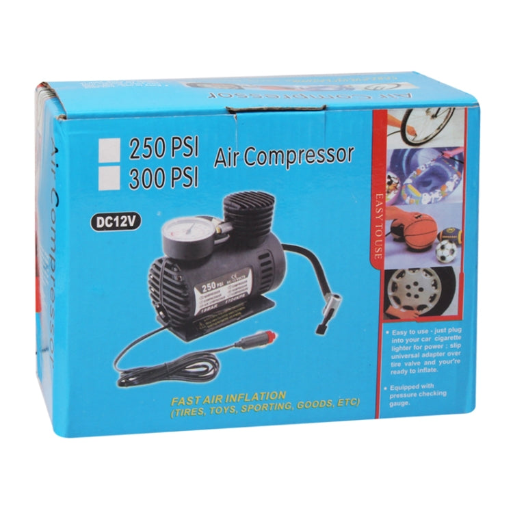 Portable Mini Auto Electric Air Compressor with Car Charger (300 PSI / DC 12V)(Black)