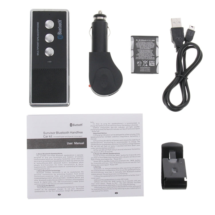 Car Bluetooth Hands-free Kit with Car Charger, Support Music Play & Hands-free Answer Phone Function