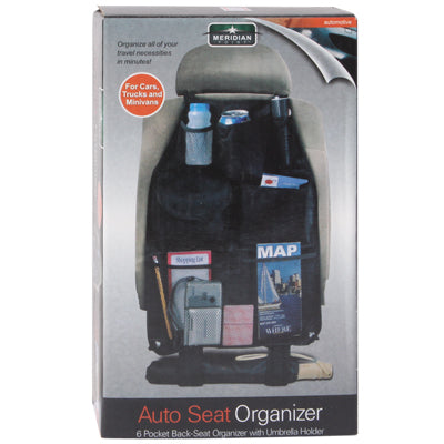 Six Pocket Back-seat Organizer with Umbrella Holder(Black)