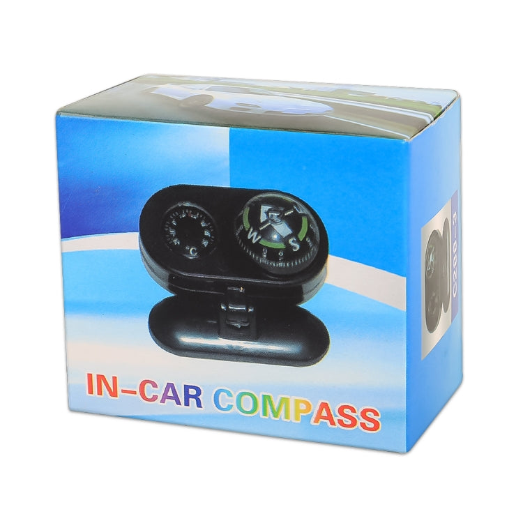 2 in 1 Guide Ball Car Guidance Compass Thermometer Cars Auto Dashboard(Black)
