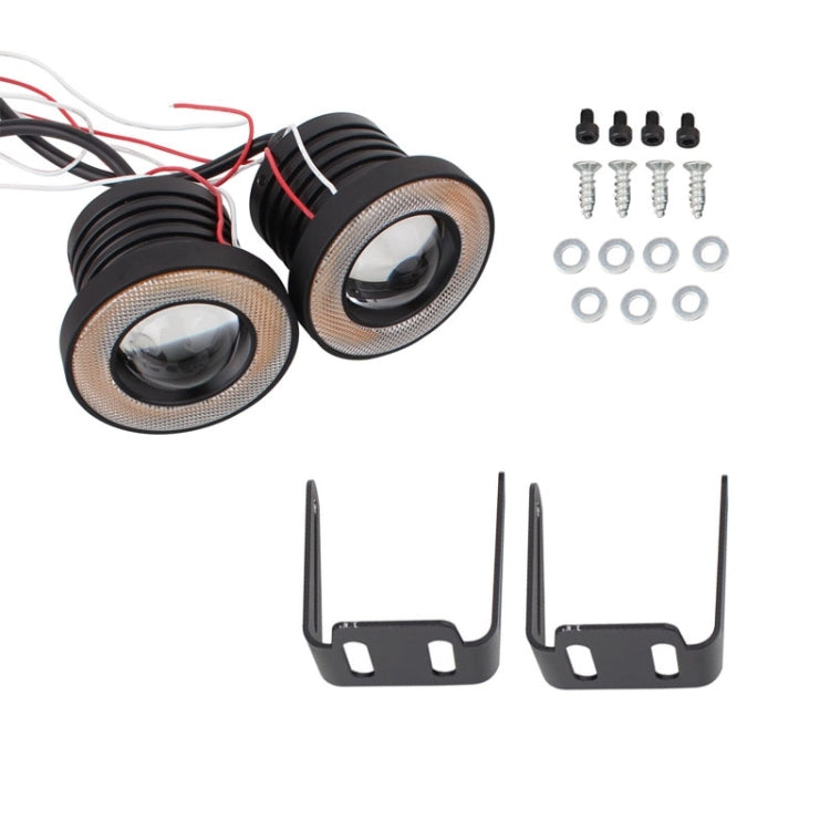 2 PCS 2.5 inch 10W 900LM White + Yellow Light 6500K Waterproof LED Eagle Eye Light for Vehicles, DC 12V, Cable Length: 20cm(Black)