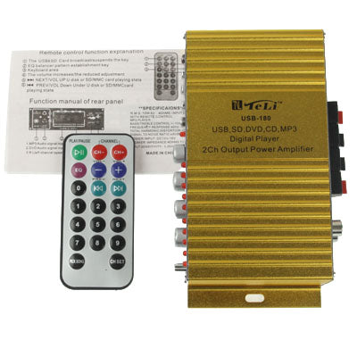 USB / SD / MMC card / DVD / CD / MP3 2 Channel Output Power Amplifier, Digital Player 20W + 20W (MA-180)