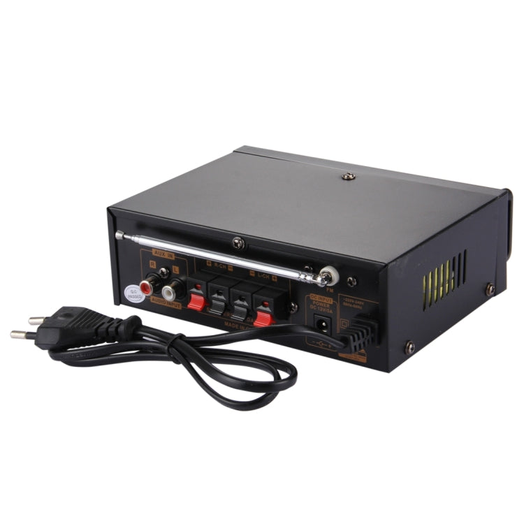 AK-698E HiFi Stereo Audio Power Amplifier 20W + 20W Digital Player with Remote Control, Support FM / SD / MP3 Player / USB, AC 220V / DC 12V(Black)