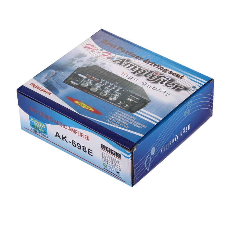 AK-698E HiFi Stereo Audio Power Amplifier 20W + 20W Digital Player with Remote Control, Support FM / SD / MP3 Player / USB, AC 220V / DC 12V(Black)