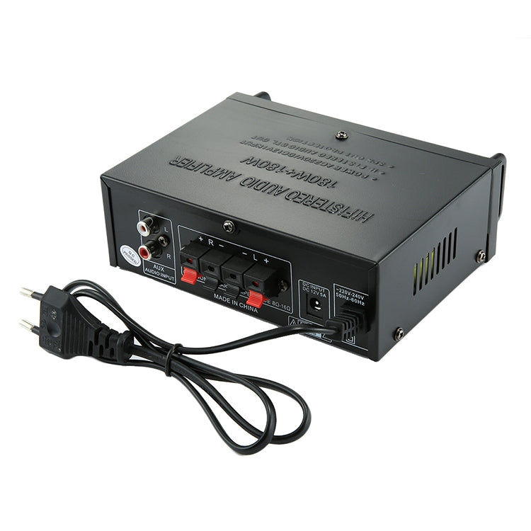 AK698C HiFi Stereo Audio 180W + 180W Power Amplifier, Support 2CH MIC Input, AC 220V / DC 12V(Black)