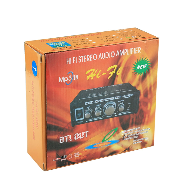 AK698C HiFi Stereo Audio 180W + 180W Power Amplifier, Support 2CH MIC Input, AC 220V / DC 12V(Black)